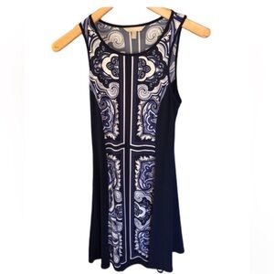 Banana Republic Factory Blue White Fit & Flare Sleeveless Paisley Dress XS EUC